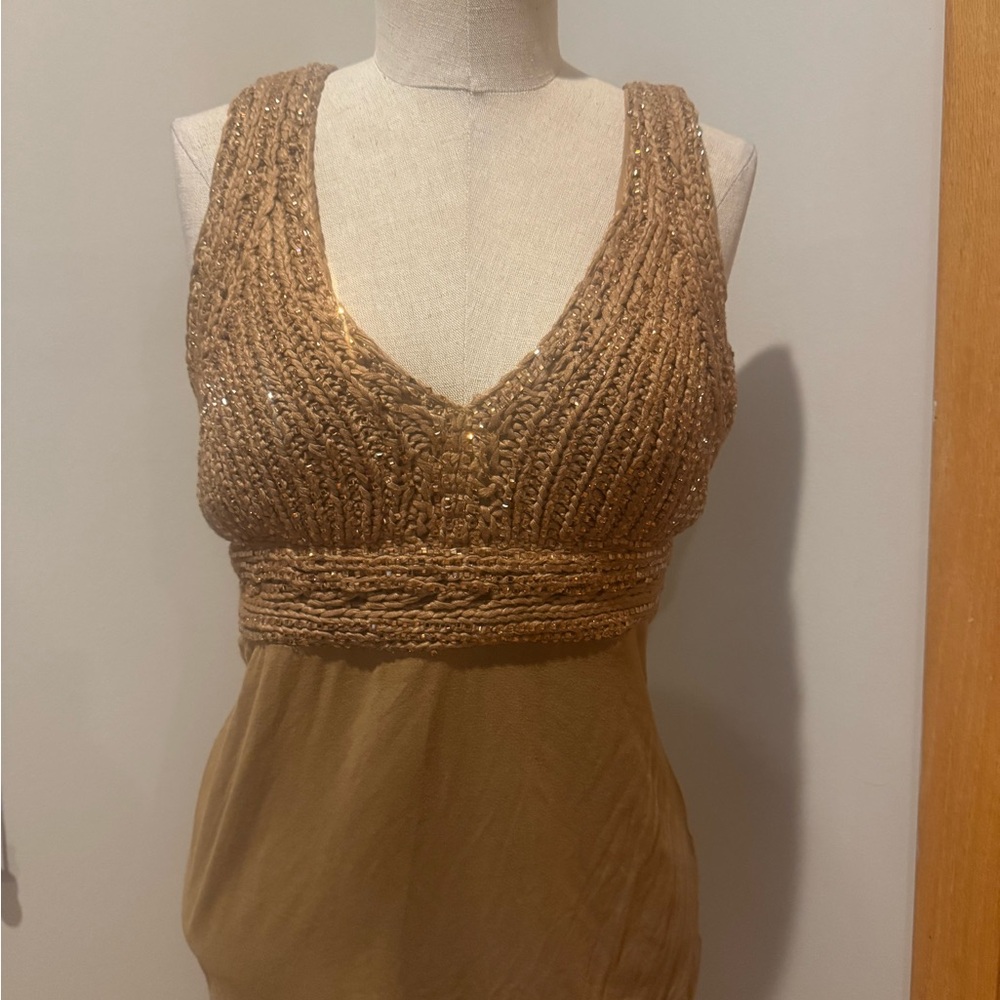 NWOT - Boston Proper Bronze Sequin Knit Top - Like NEW